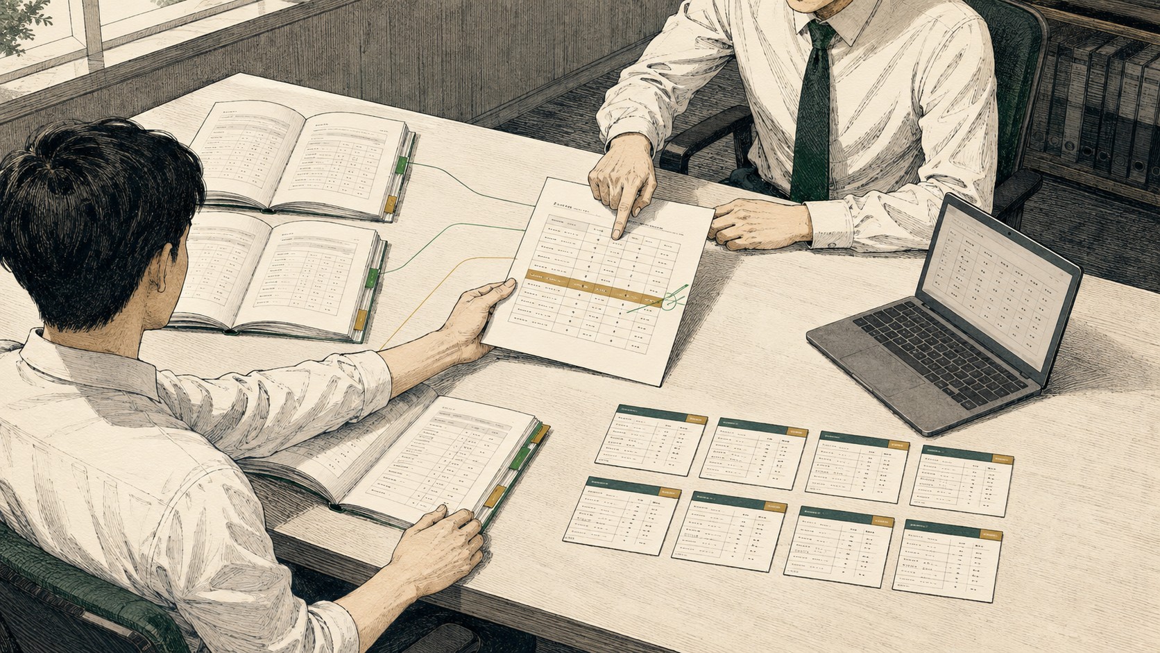 日常实习生把可比公司研究、来源页码与修订记录整理后交给分析师核对