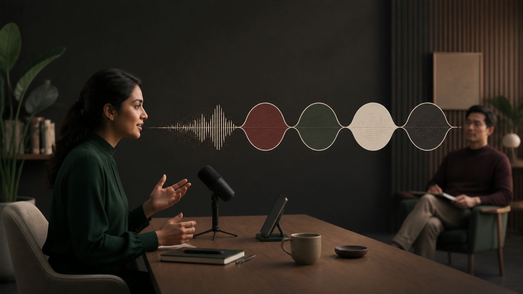 A multilingual candidate reviewing an answer recording for structure, pace and clarity