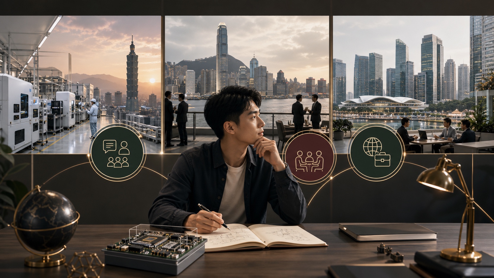 台灣工程學生比較台北、香港與新加坡顧問 office 的產業、語言和工作證據